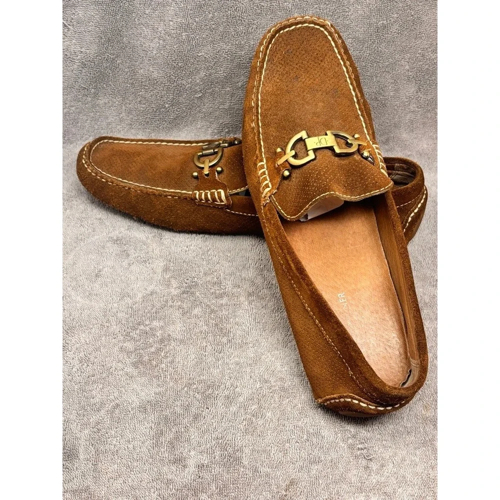 Donald J Pliner Mens Brown Suede Leather Horsebit Driving Loafers Slip On Sz 12